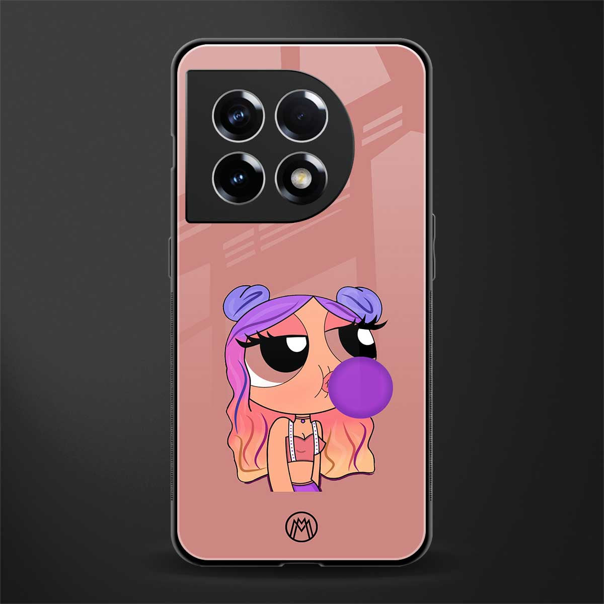 antique purple tote powerpuff girl back phone cover | glass case for oneplus 11