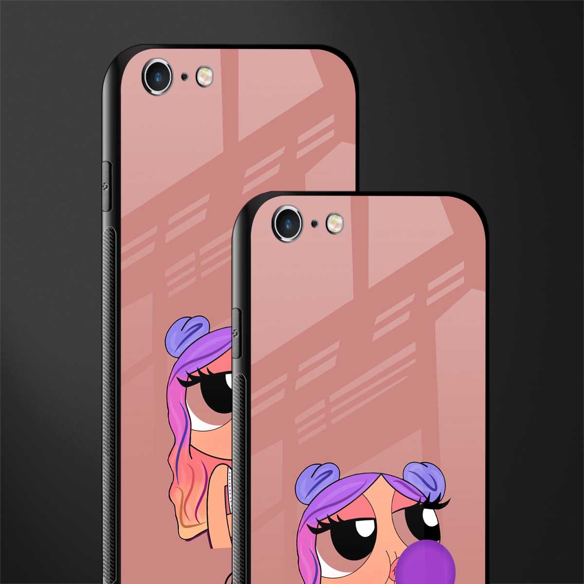 antique purple tote powerpuff girl glass case for iphone 6 plus image-2