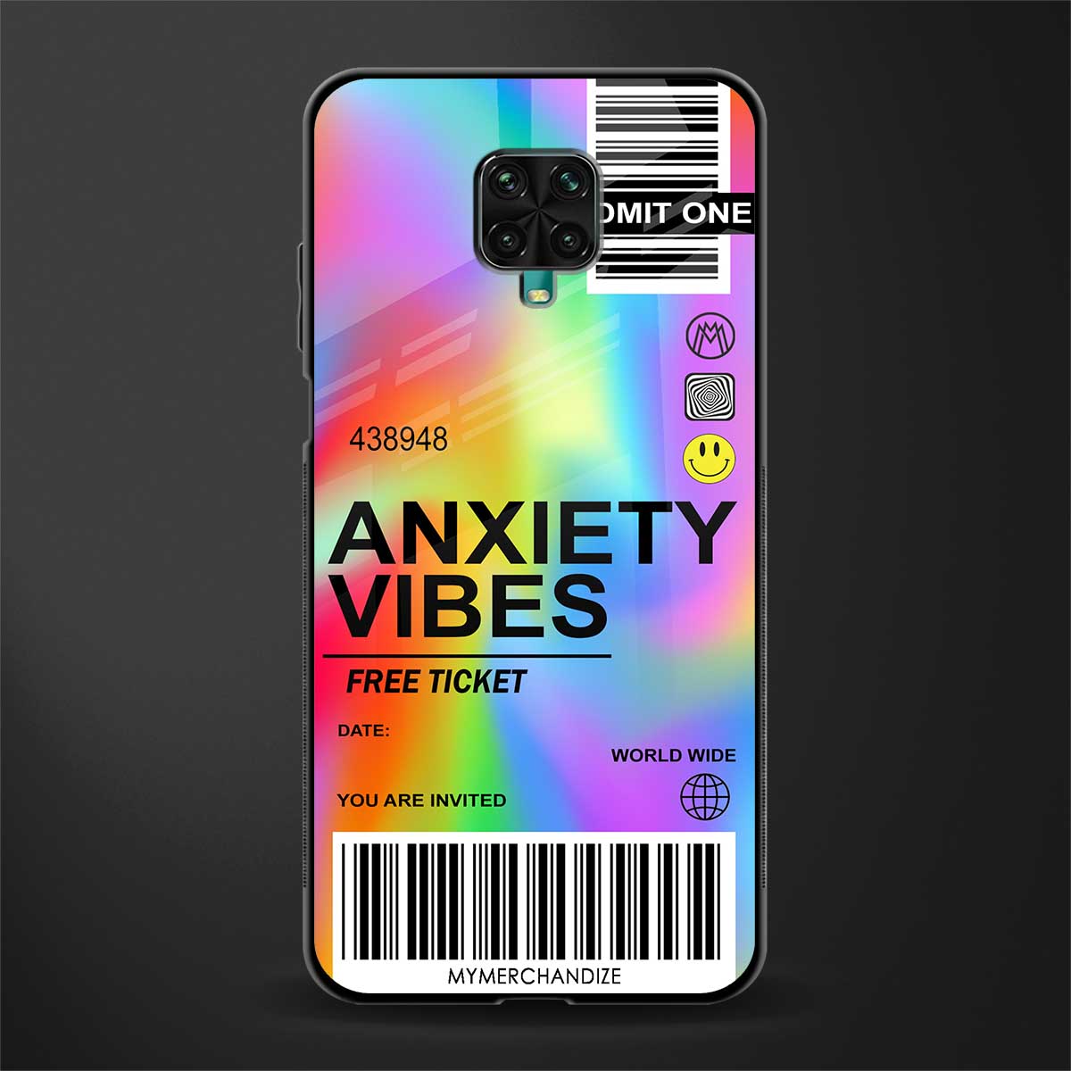 anxiety vibes glass case for redmi note 9 pro image