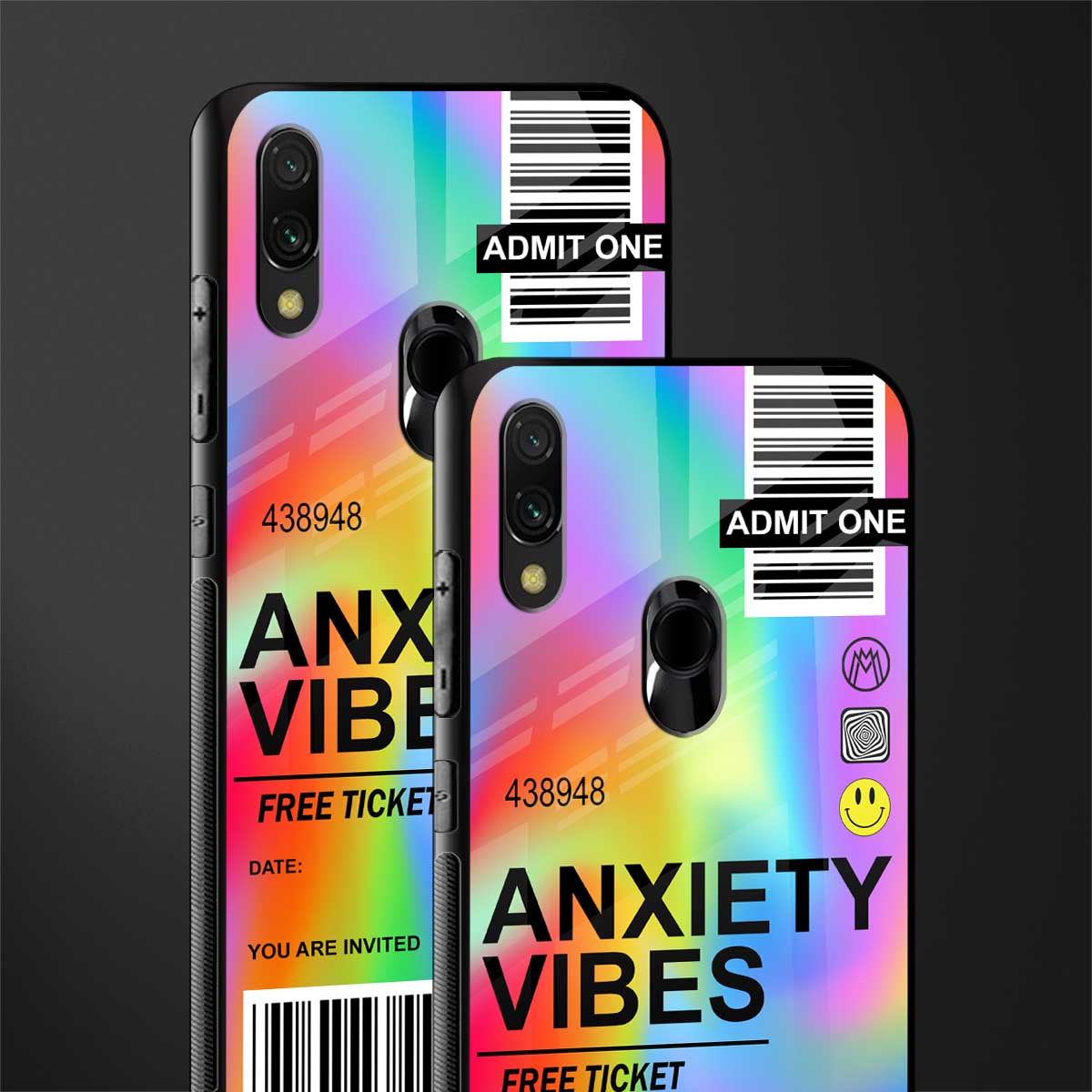 anxiety vibes glass case for redmi y3 image-2