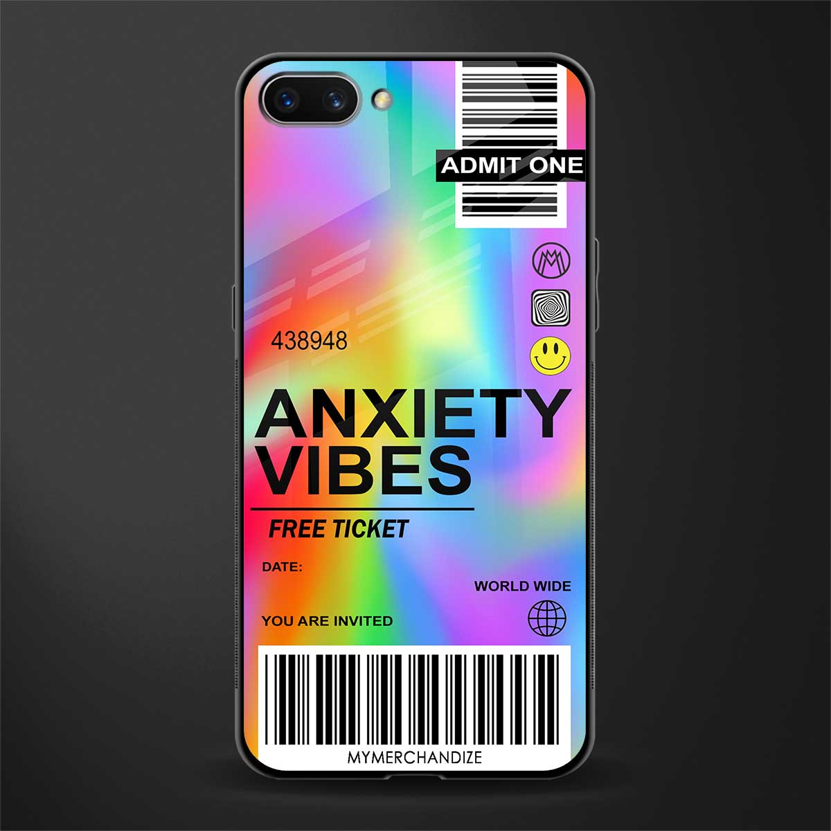 anxiety vibes glass case for oppo a3s image