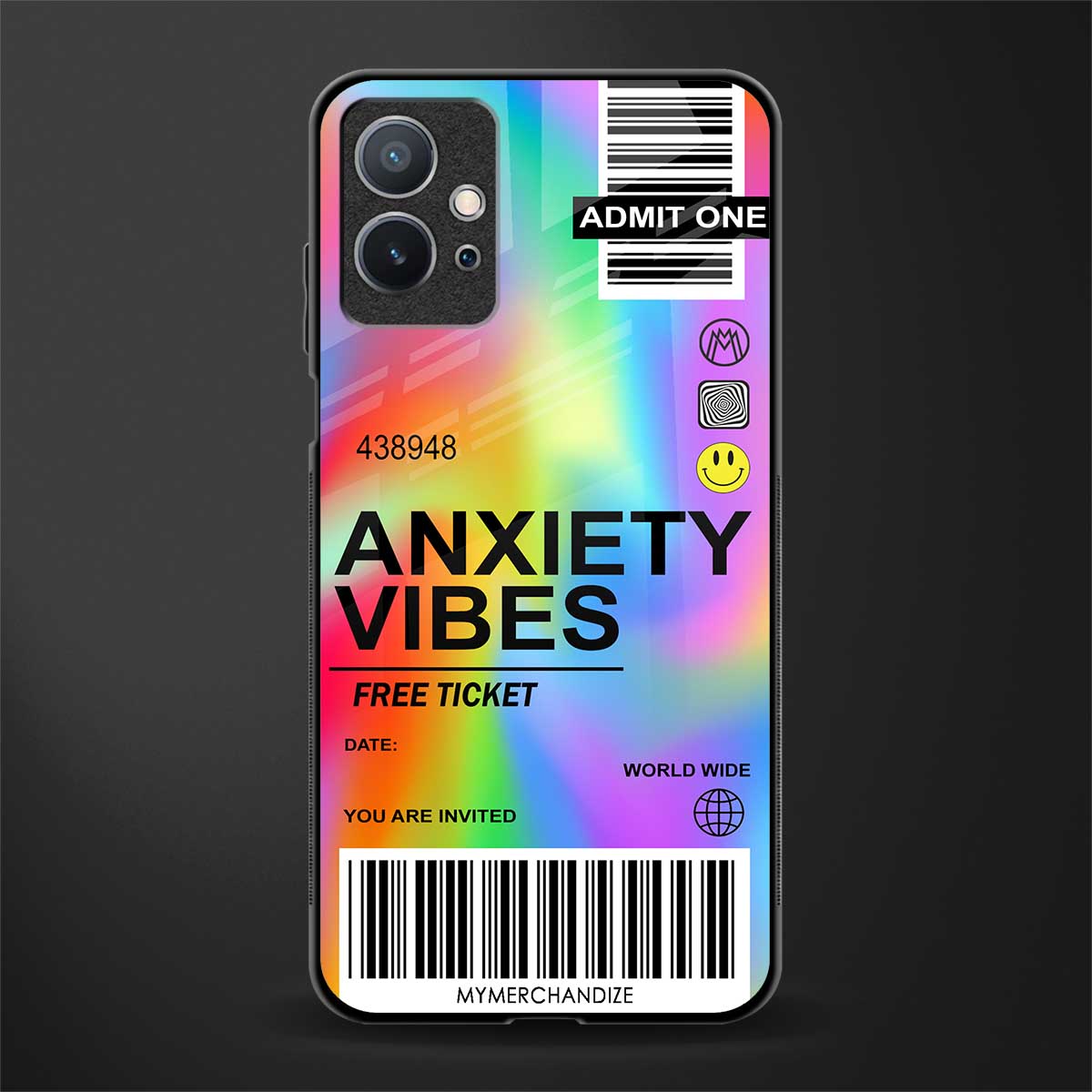 anxiety vibes glass case for vivo t1 5g image