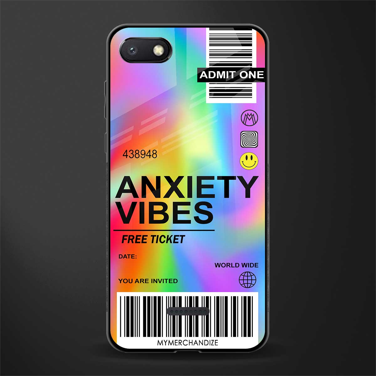 anxiety vibes glass case for redmi 6a image