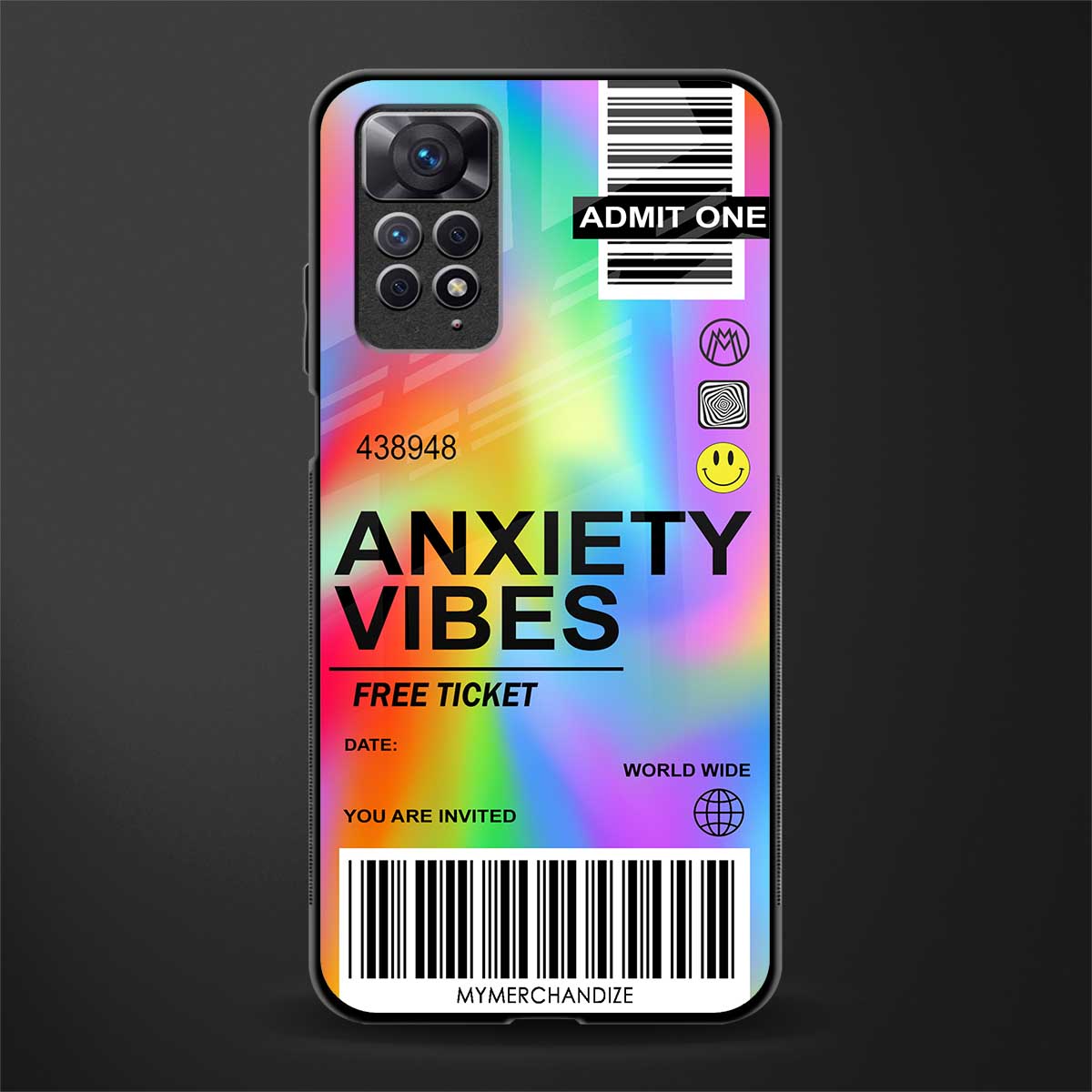 anxiety vibes glass case for redmi note 11 image