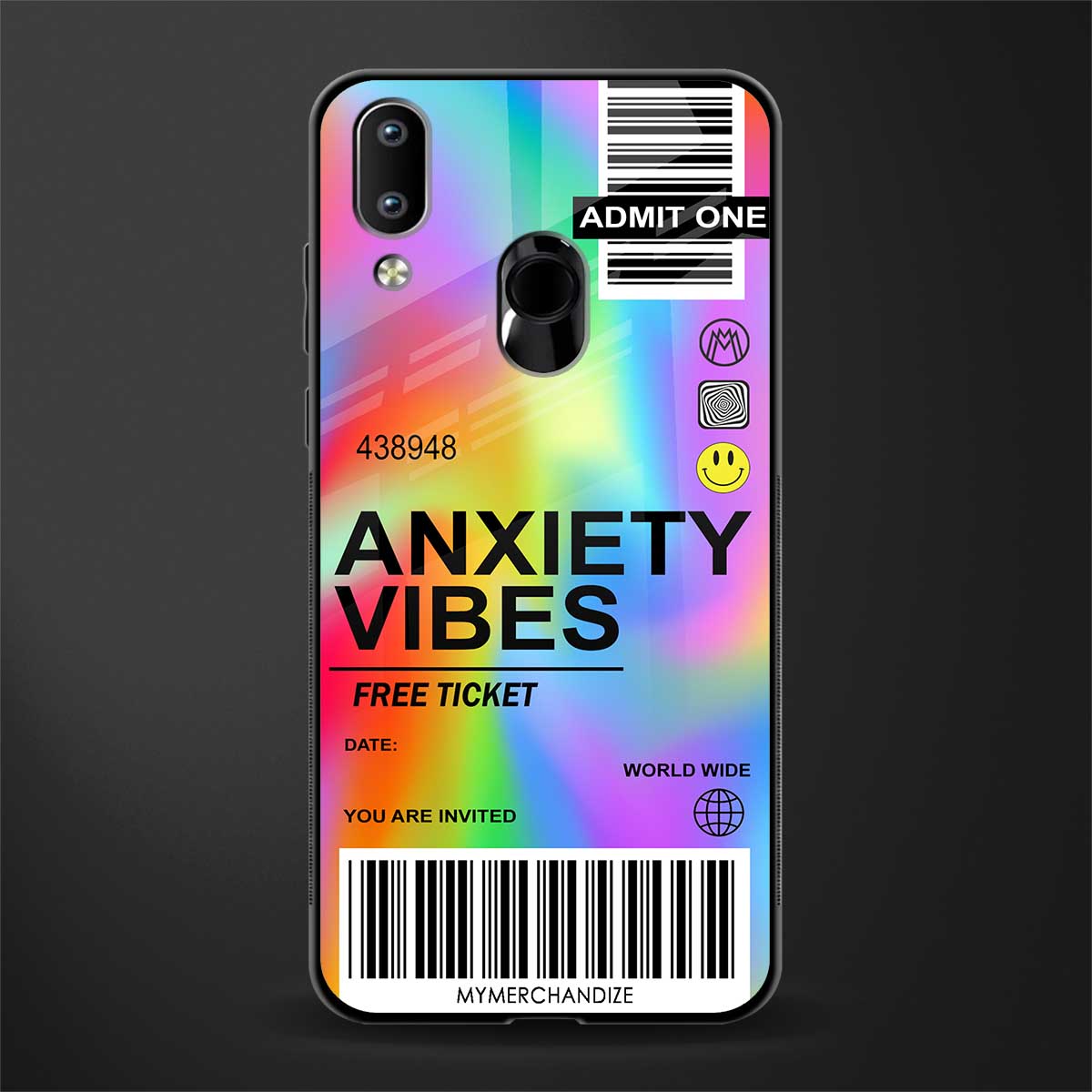 anxiety vibes glass case for vivo y95 image