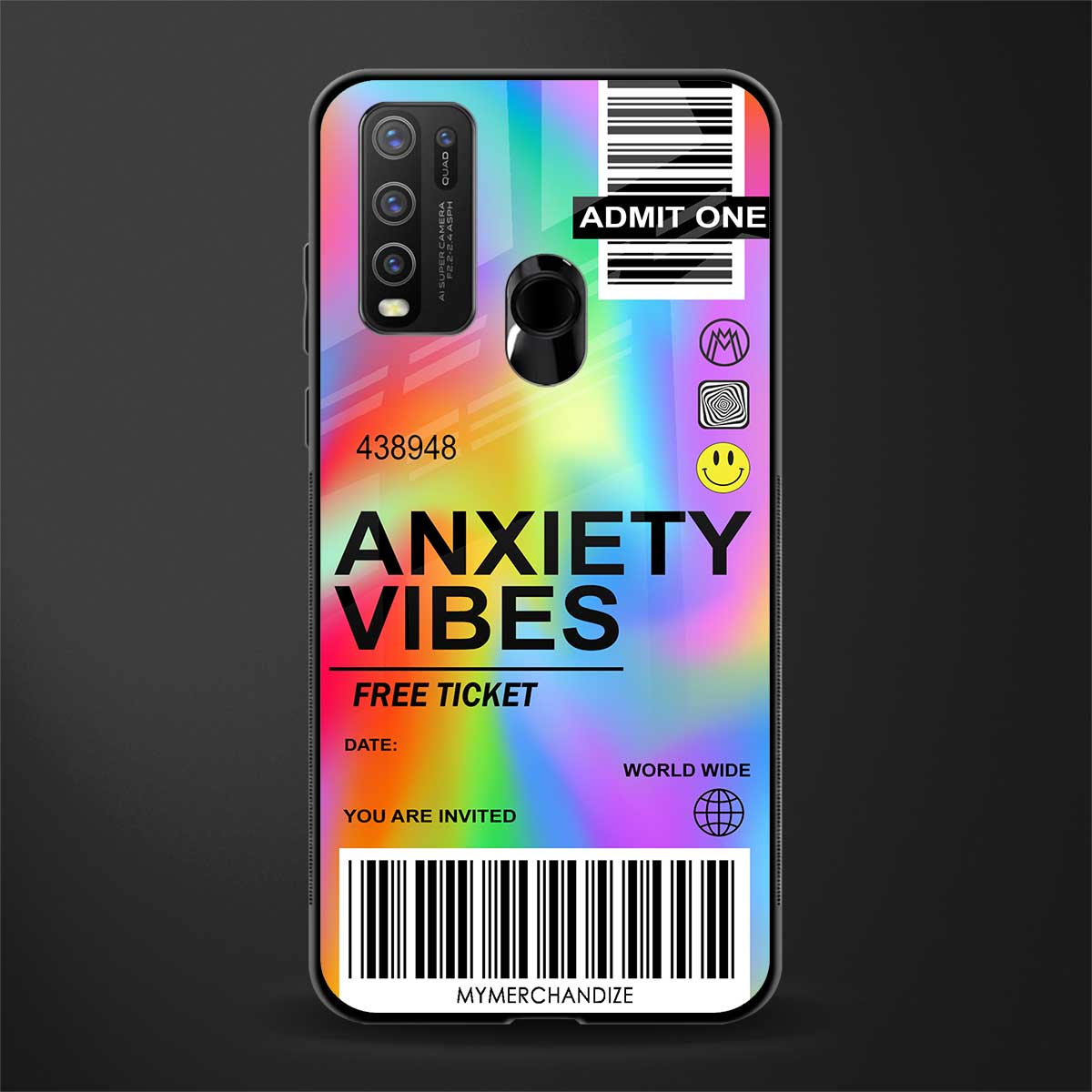 anxiety vibes glass case for vivo y50 image