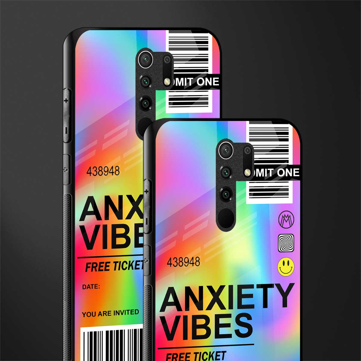 anxiety vibes glass case for redmi 9 prime image-2