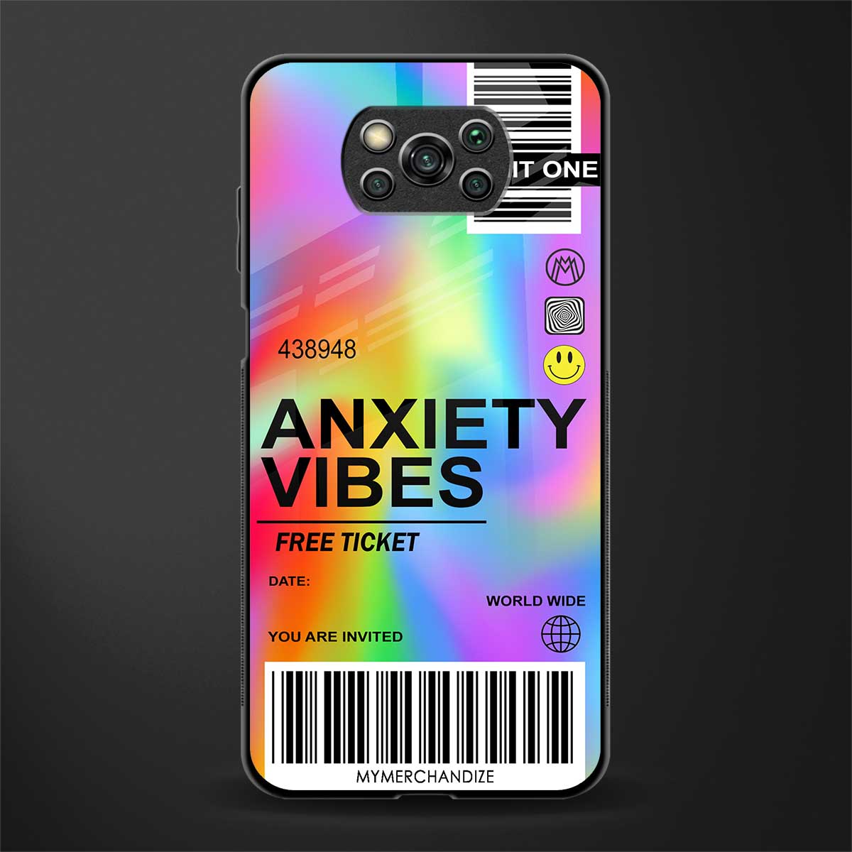 anxiety vibes glass case for poco x3 image