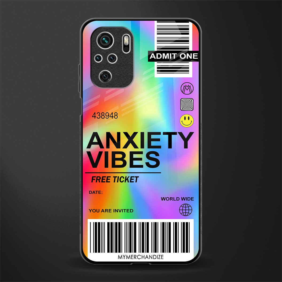 anxiety vibes glass case for redmi note 10 image