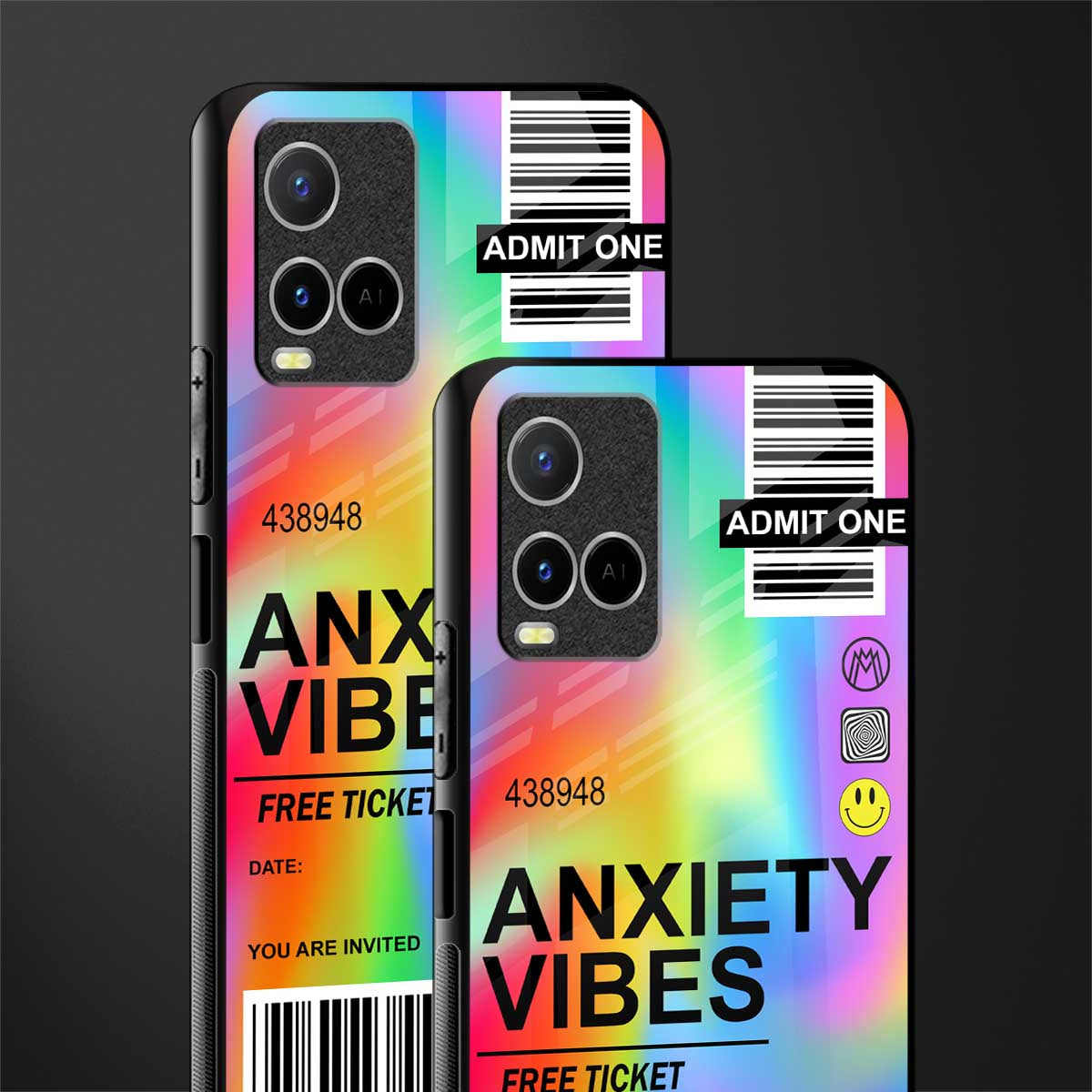anxiety vibes glass case for vivo y21s image-2
