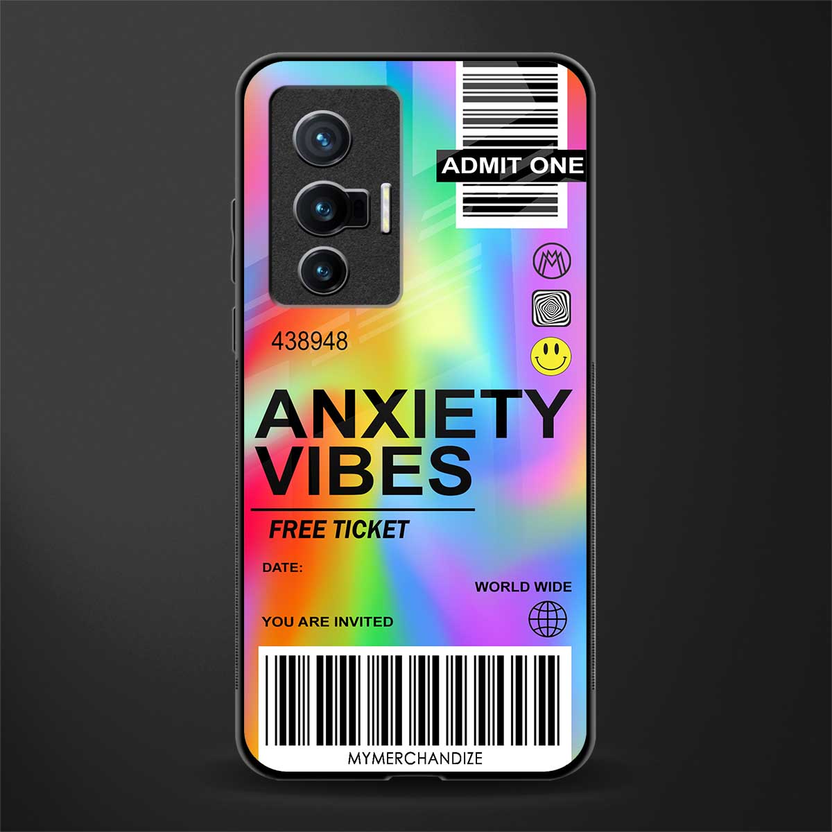 anxiety vibes glass case for vivo x70 image