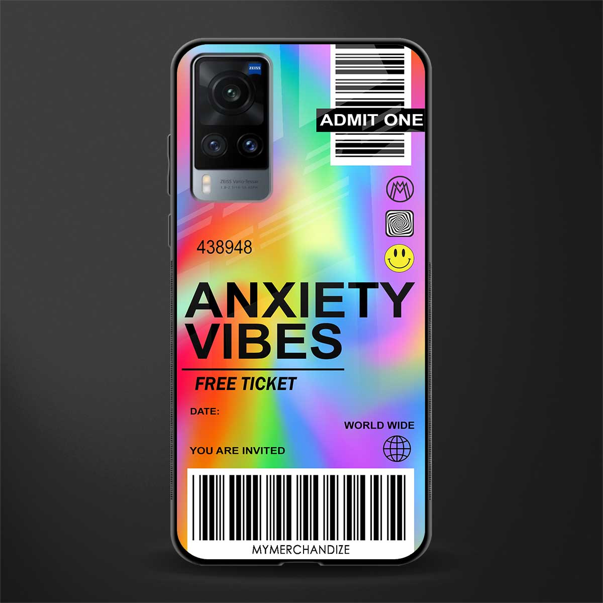 anxiety vibes glass case for vivo x60 image