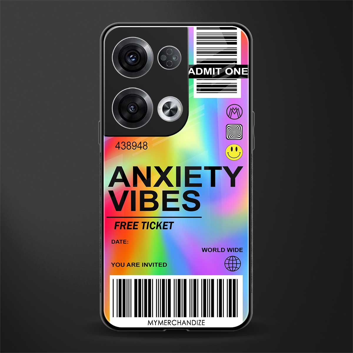 anxiety vibes back phone cover | glass case for oppo reno 8