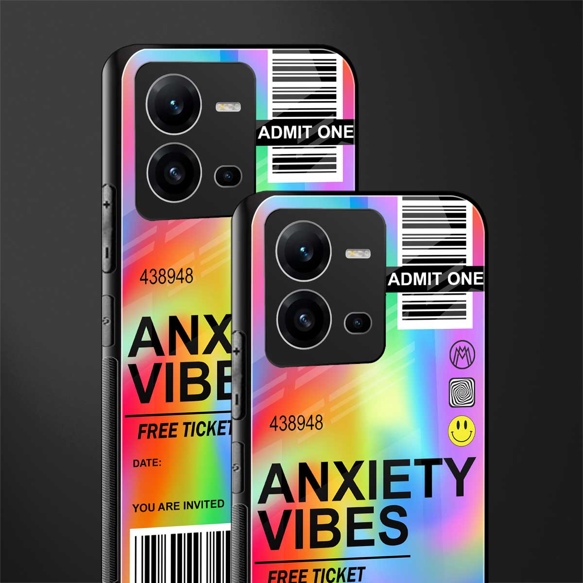 anxiety vibes back phone cover | glass case for vivo v25-5g