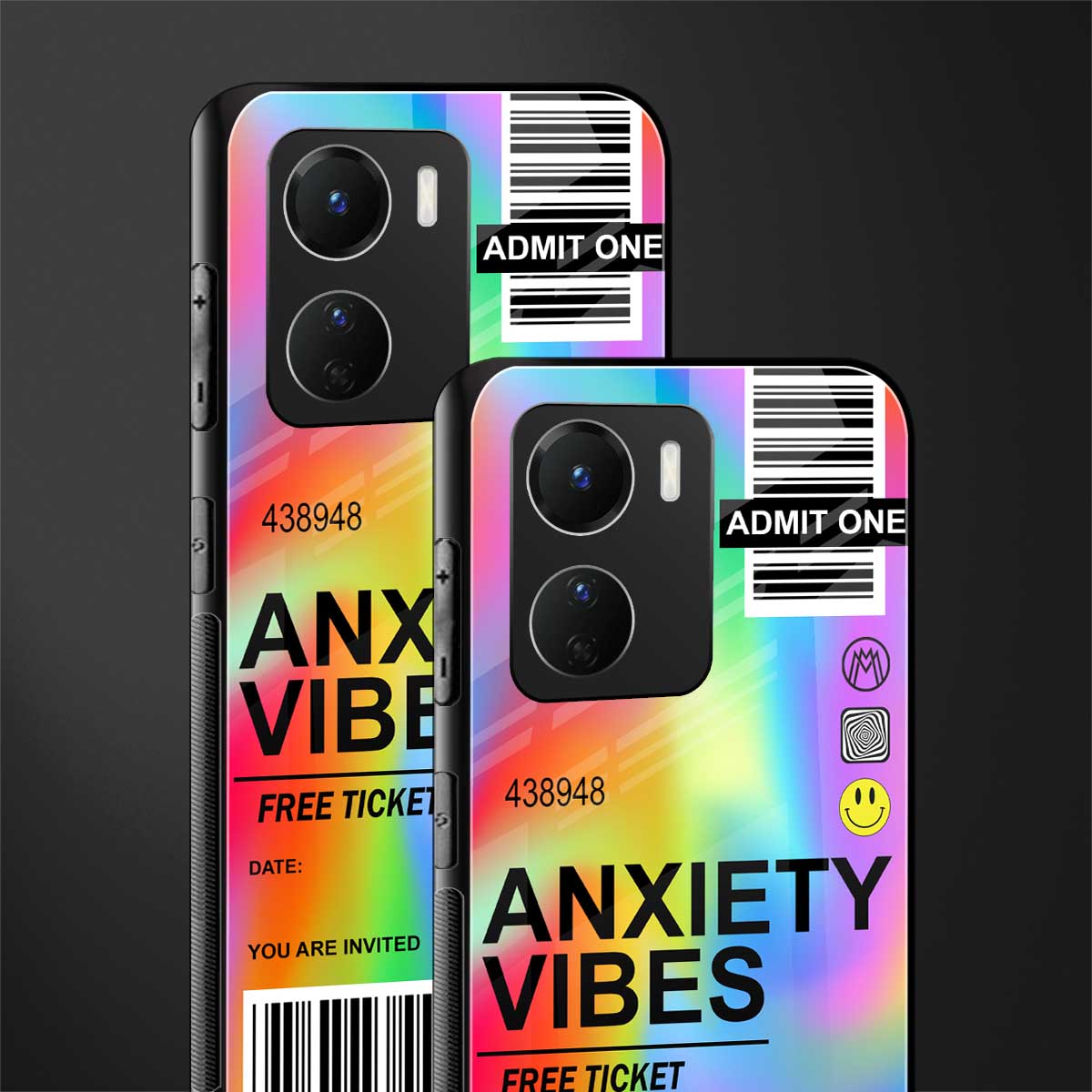 anxiety vibes back phone cover | glass case for vivo y16