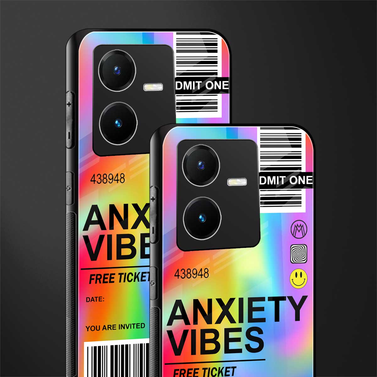 anxiety vibes back phone cover | glass case for vivo y22
