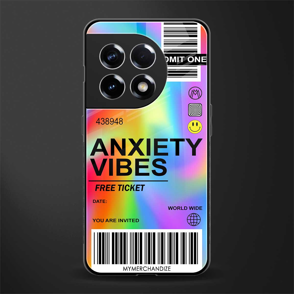 anxiety vibes back phone cover | glass case for oneplus 11r