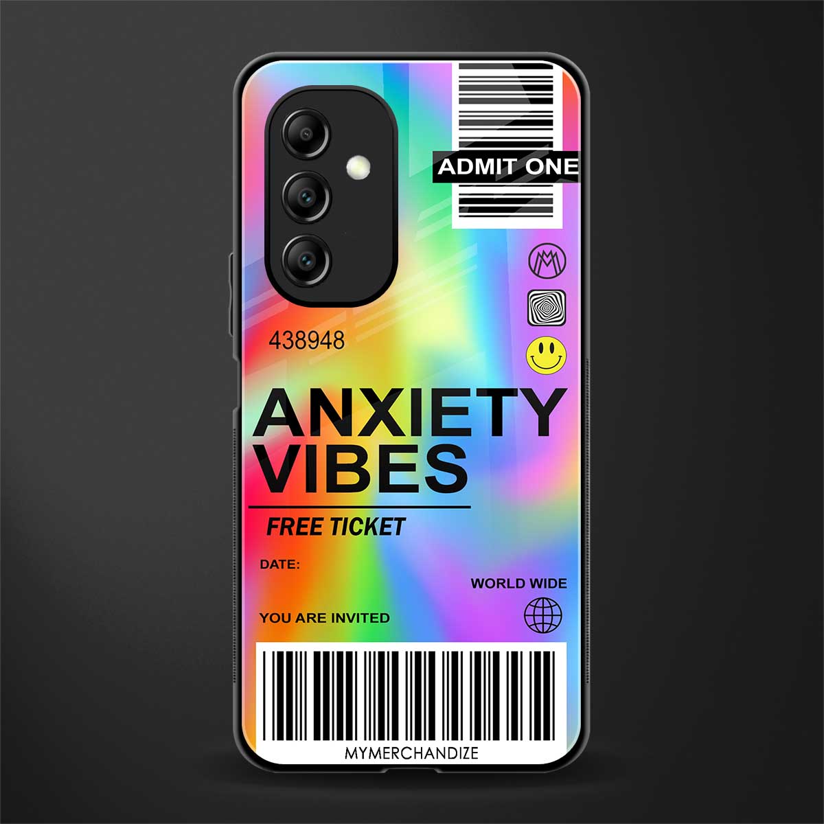 anxiety vibes back phone cover | glass case for samsung galaxy a14 5g