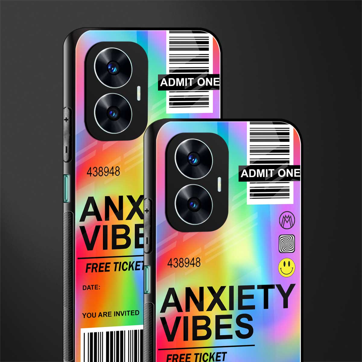 anxiety vibes back phone cover | glass case for realme c55