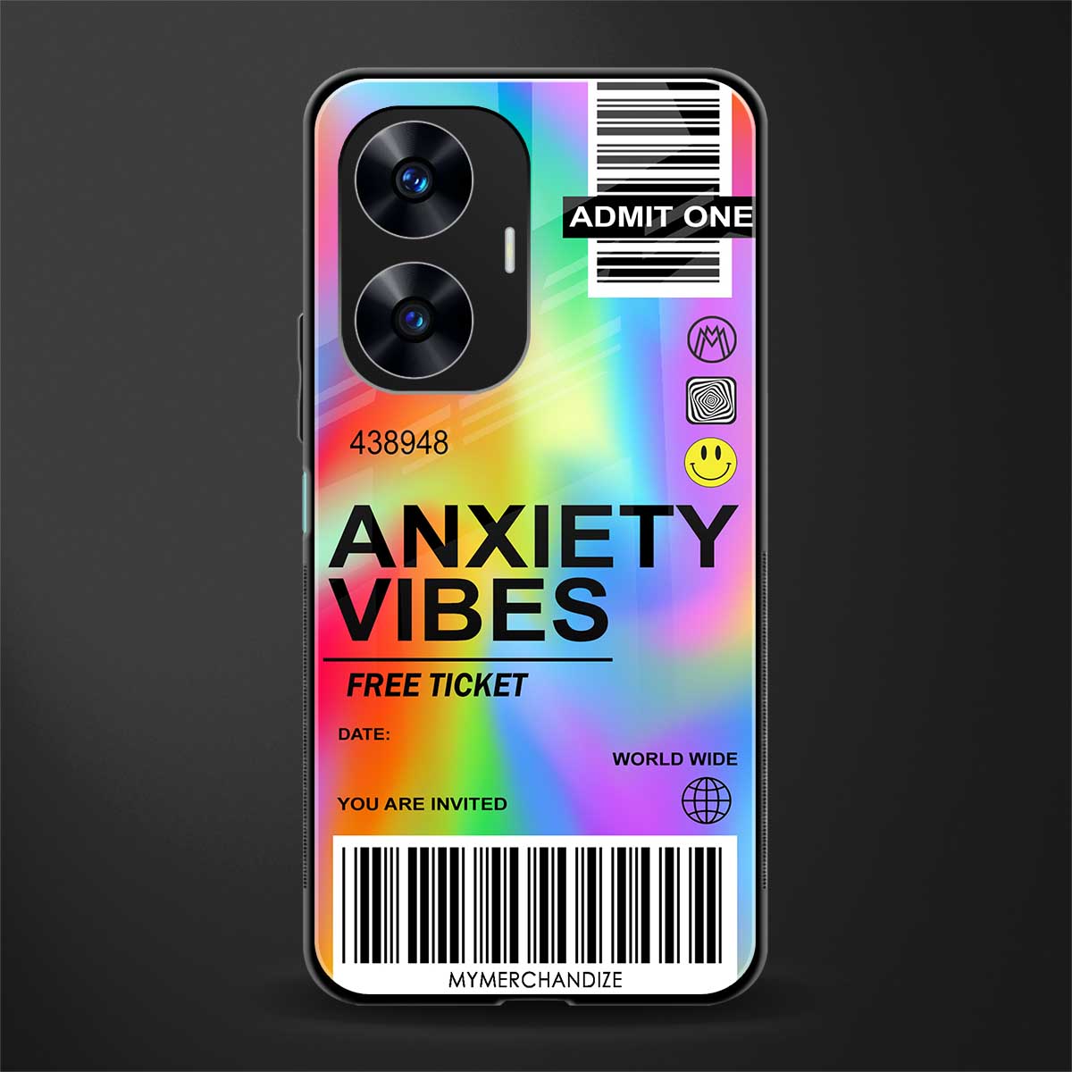 anxiety vibes back phone cover | glass case for realme c55