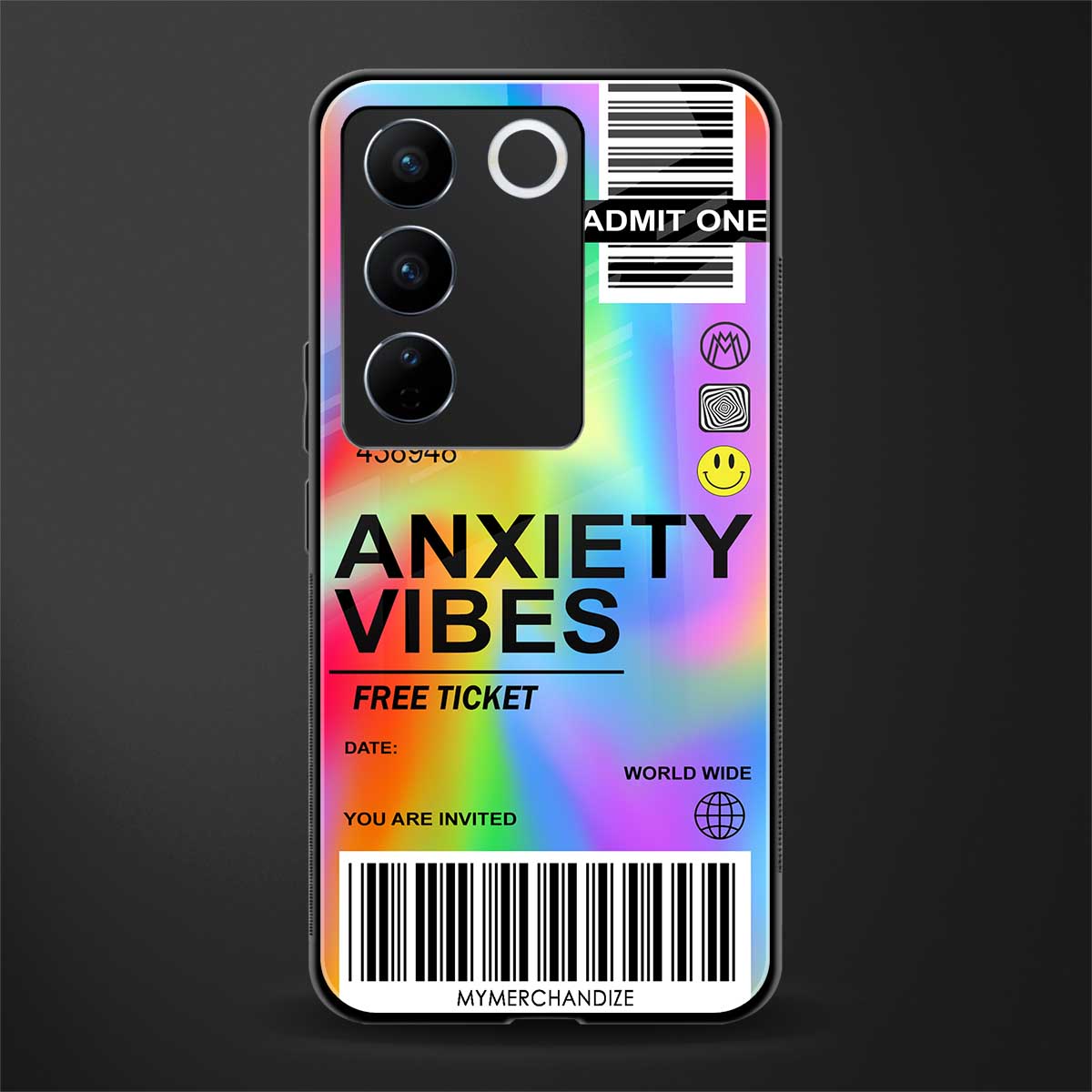 anxiety vibes back phone cover | glass case for vivo v27 pro 5g