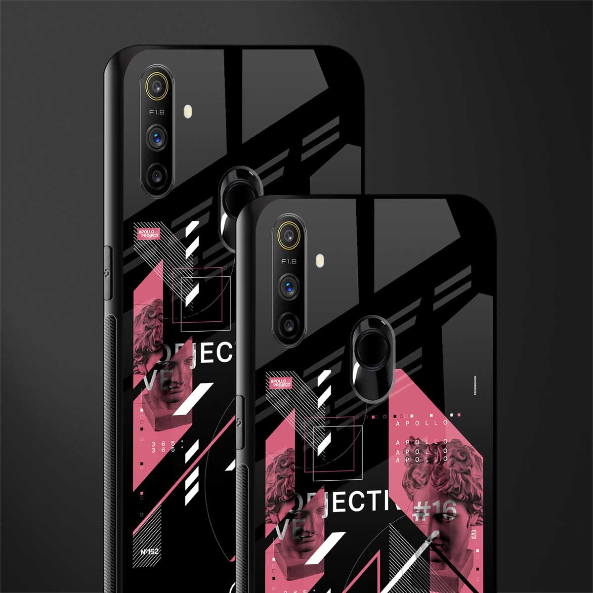 apollo project aesthetic pink and black glass case for realme narzo 20a image-2