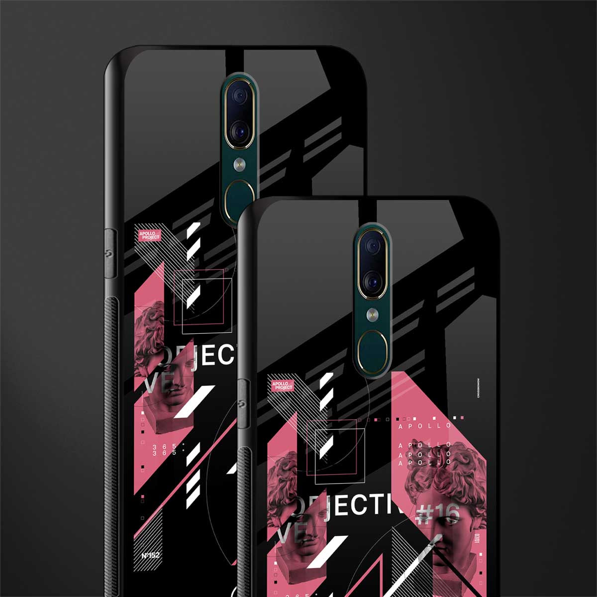 apollo project aesthetic pink and black glass case for oppo f11 image-2