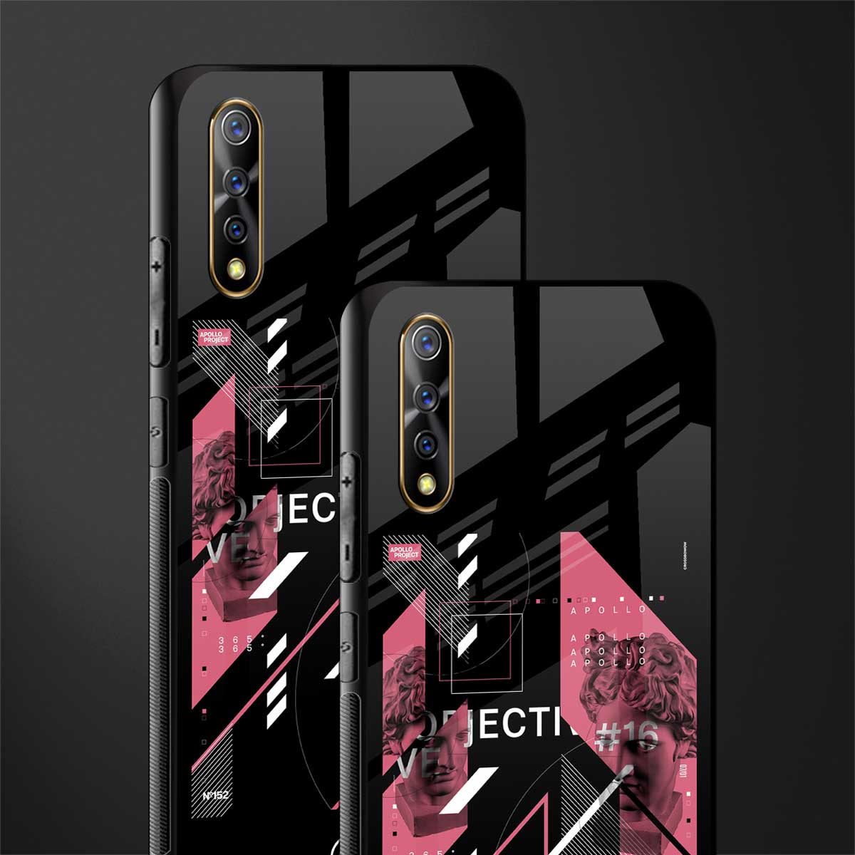 apollo project aesthetic pink and black glass case for vivo s1 image-2