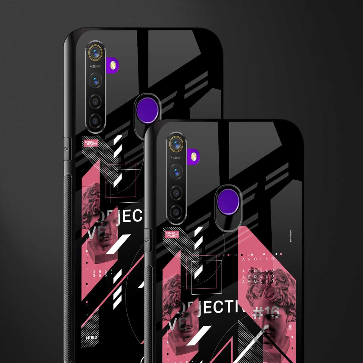 apollo project aesthetic pink and black glass case for realme 5s image-2
