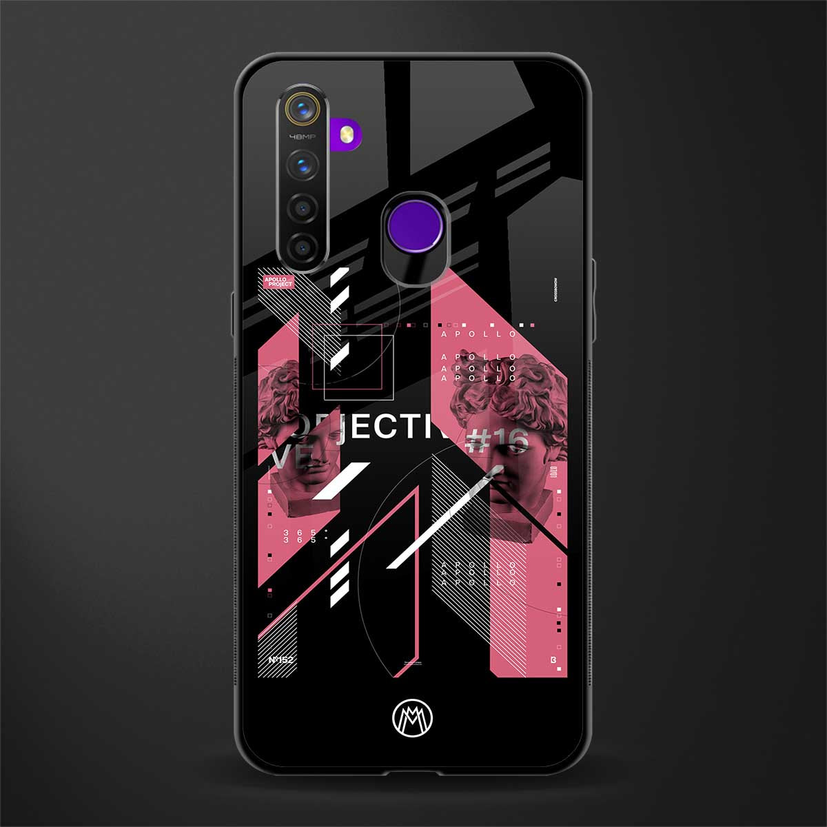 apollo project aesthetic pink and black glass case for realme 5i image