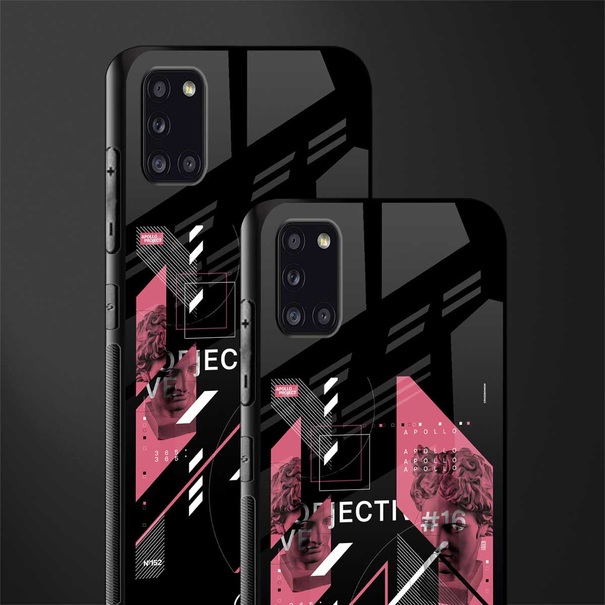 apollo project aesthetic pink and black glass case for samsung galaxy a31 image-2