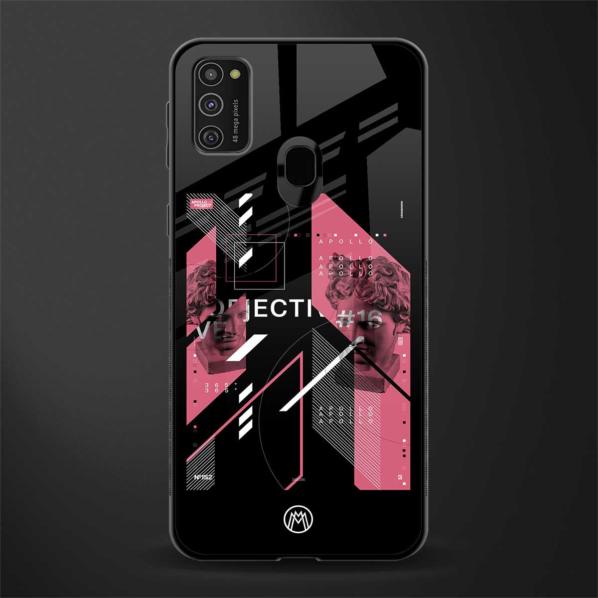 apollo project aesthetic pink and black glass case for samsung galaxy m21 image