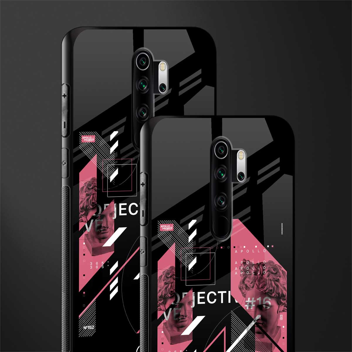 apollo project aesthetic pink and black glass case for redmi note 8 pro image-2