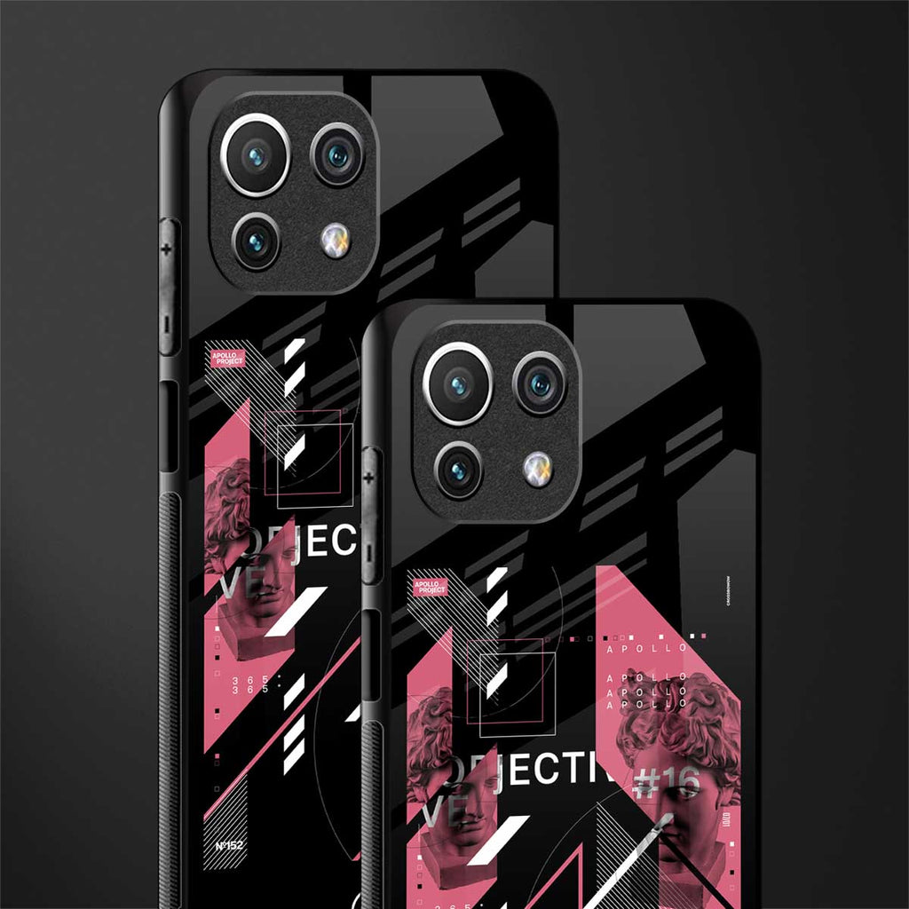 apollo project aesthetic pink and black glass case for mi 11 lite image-2
