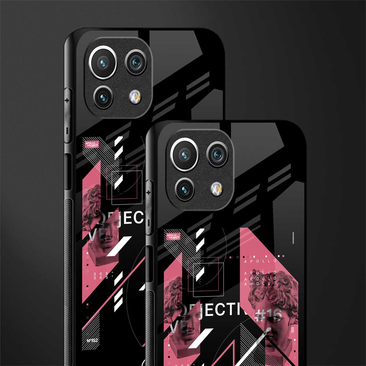 apollo project aesthetic pink and black glass case for mi 11 lite image-2