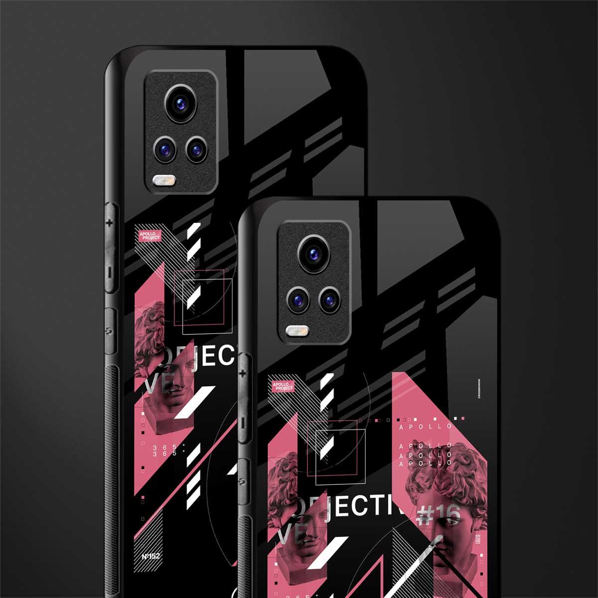 apollo project aesthetic pink and black back phone cover | glass case for vivo y73