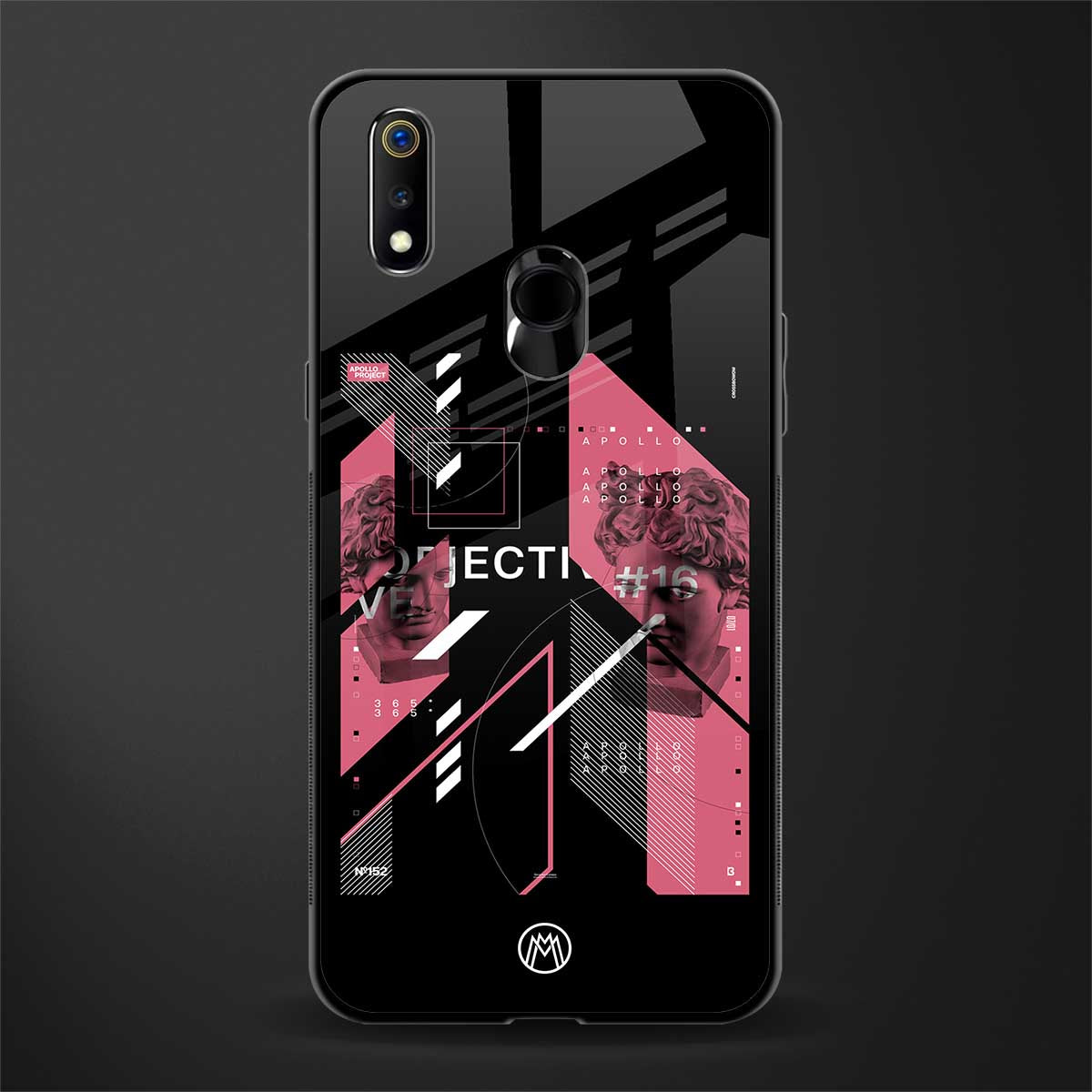 apollo project aesthetic pink and black glass case for realme 3 pro image