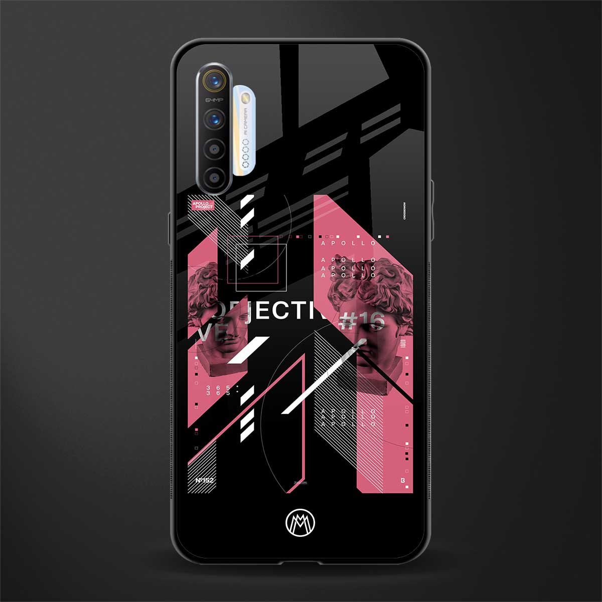 apollo project aesthetic pink and black glass case for realme xt image