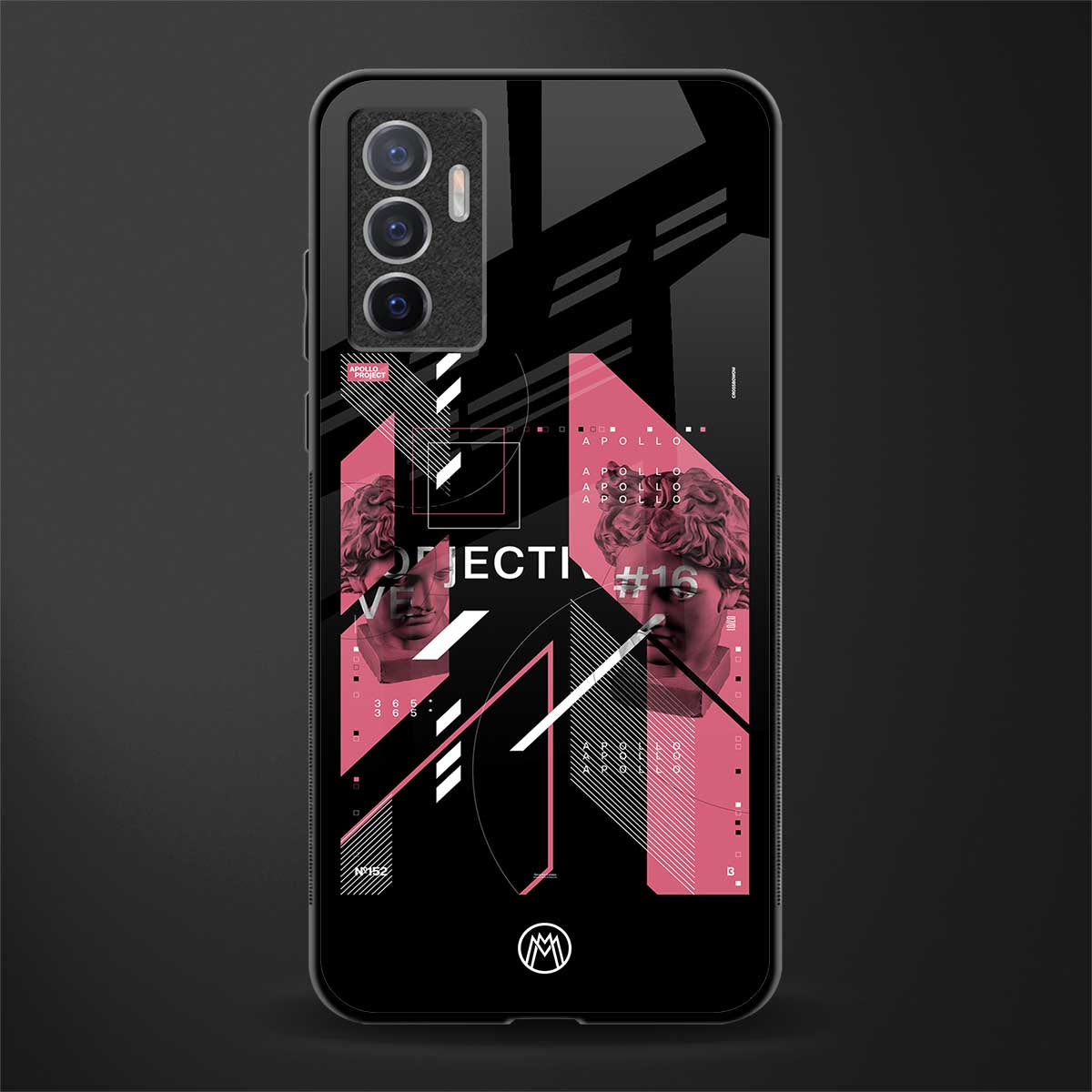 apollo project aesthetic pink and black glass case for vivo v23e image