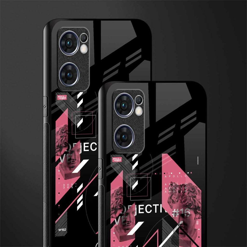 apollo project aesthetic pink and black glass case for oppo reno7 5g image-2