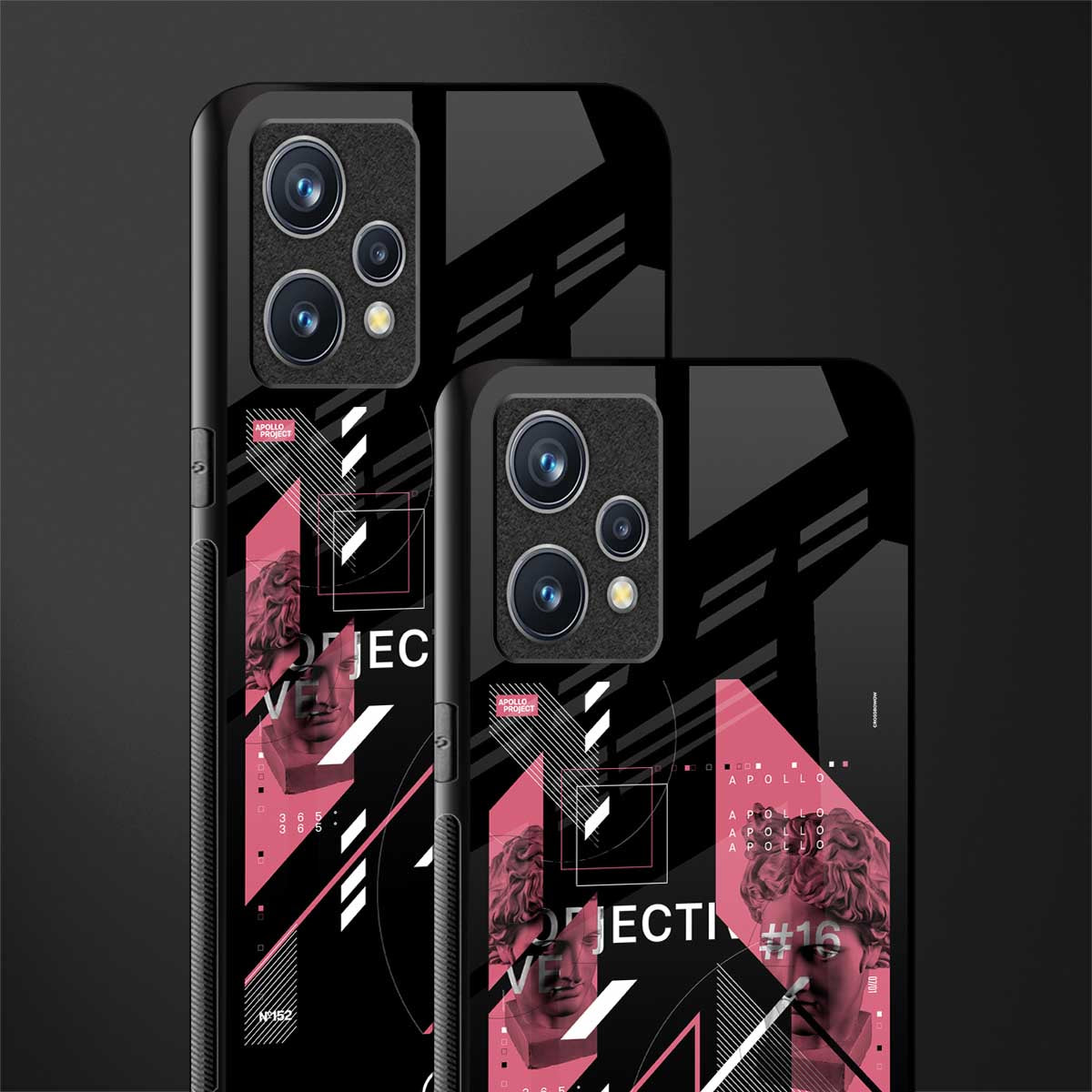 apollo project aesthetic pink and black glass case for realme 9 pro plus 5g image-2