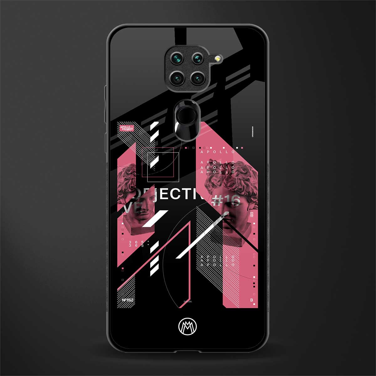 apollo project aesthetic pink and black glass case for redmi note 9 image