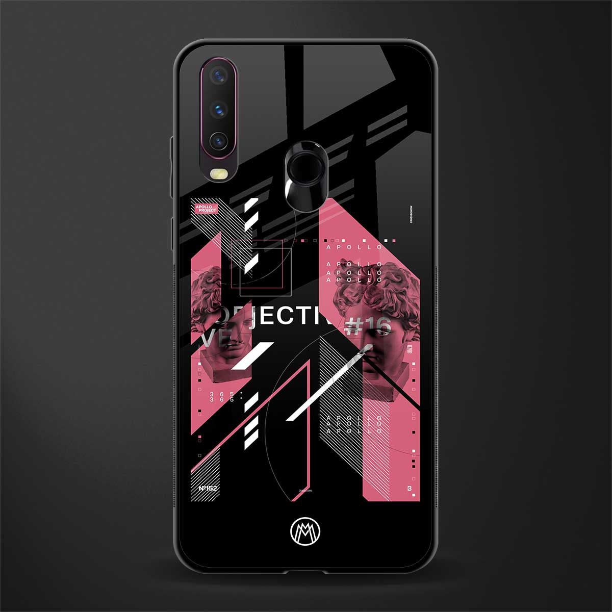 apollo project aesthetic pink and black glass case for vivo y12 image