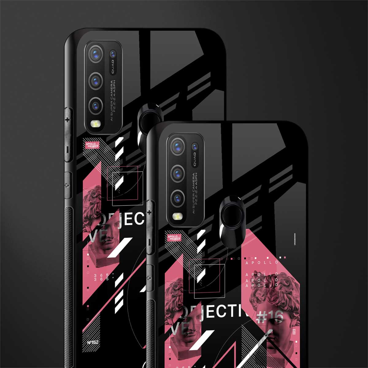 apollo project aesthetic pink and black glass case for vivo y50 image-2