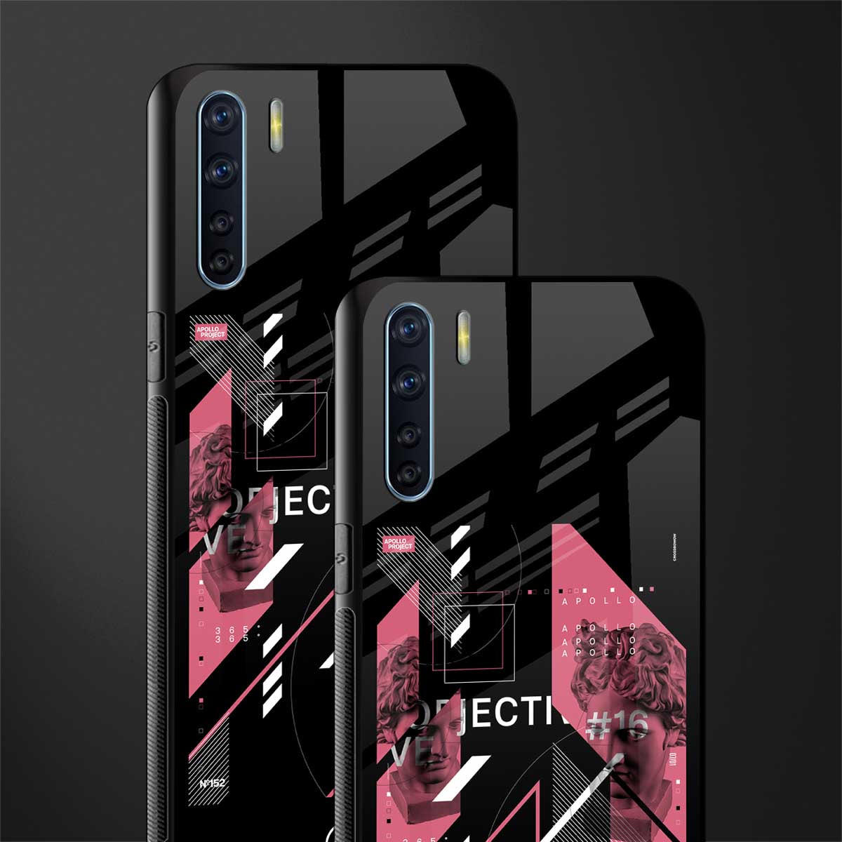 apollo project aesthetic pink and black glass case for oppo f15 image-2