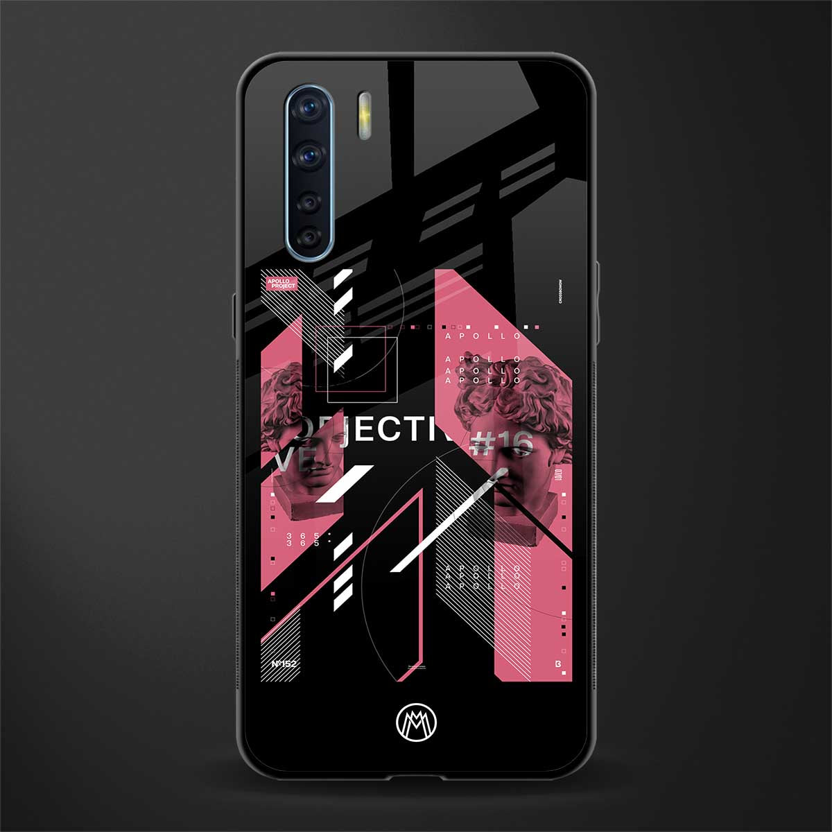 apollo project aesthetic pink and black glass case for oppo f15 image