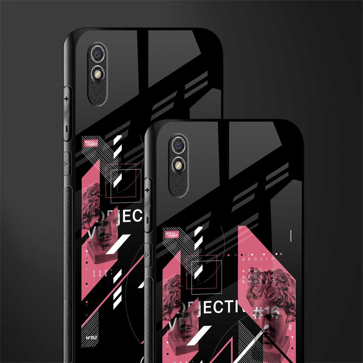 apollo project aesthetic pink and black glass case for redmi 9i image-2