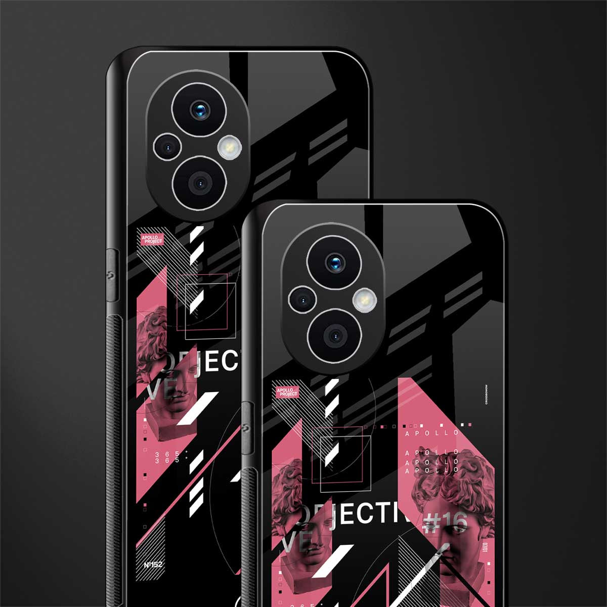 apollo project aesthetic pink and black back phone cover | glass case for oppo f21 pro 5g