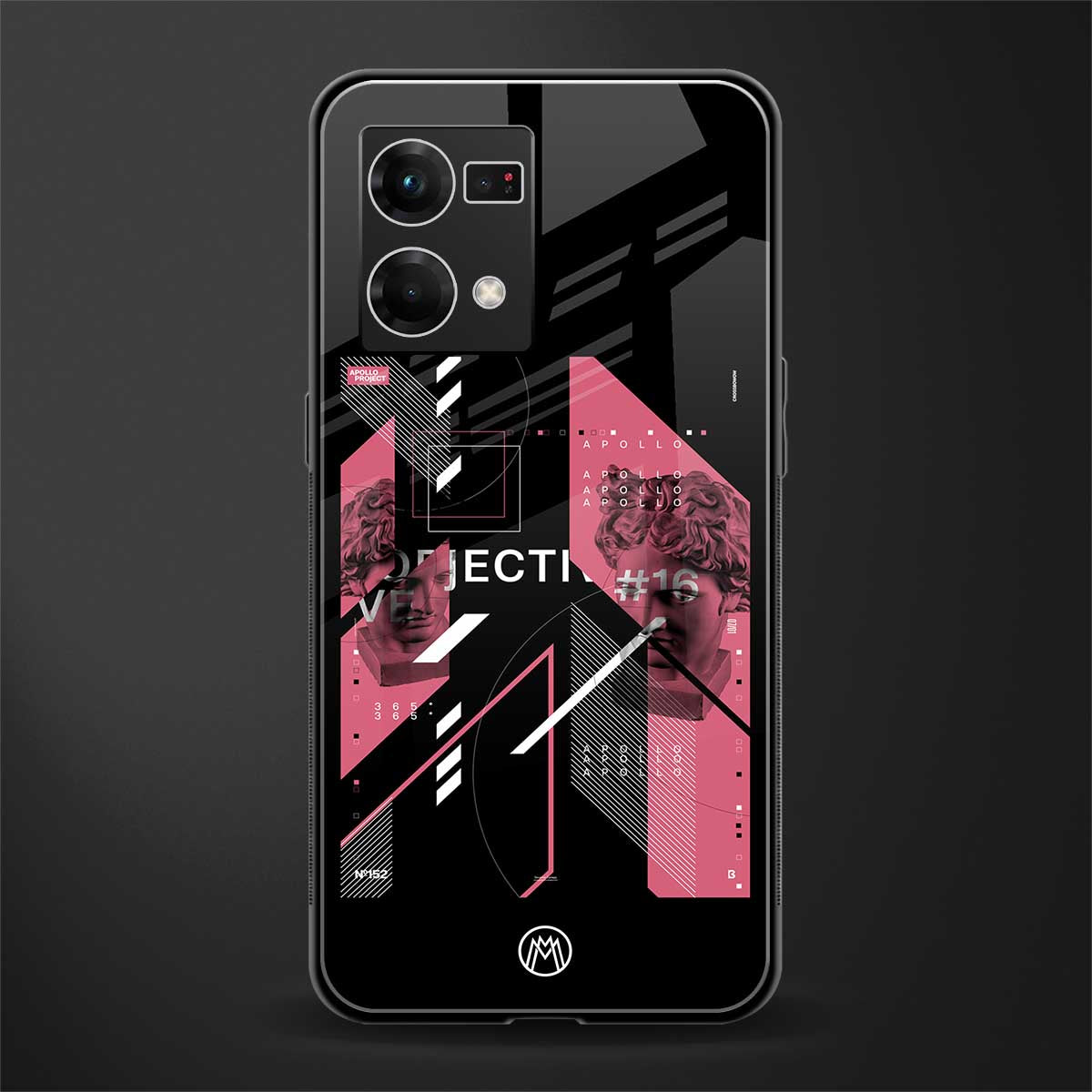 apollo project aesthetic pink and black back phone cover | glass case for oppo f21 pro 4g
