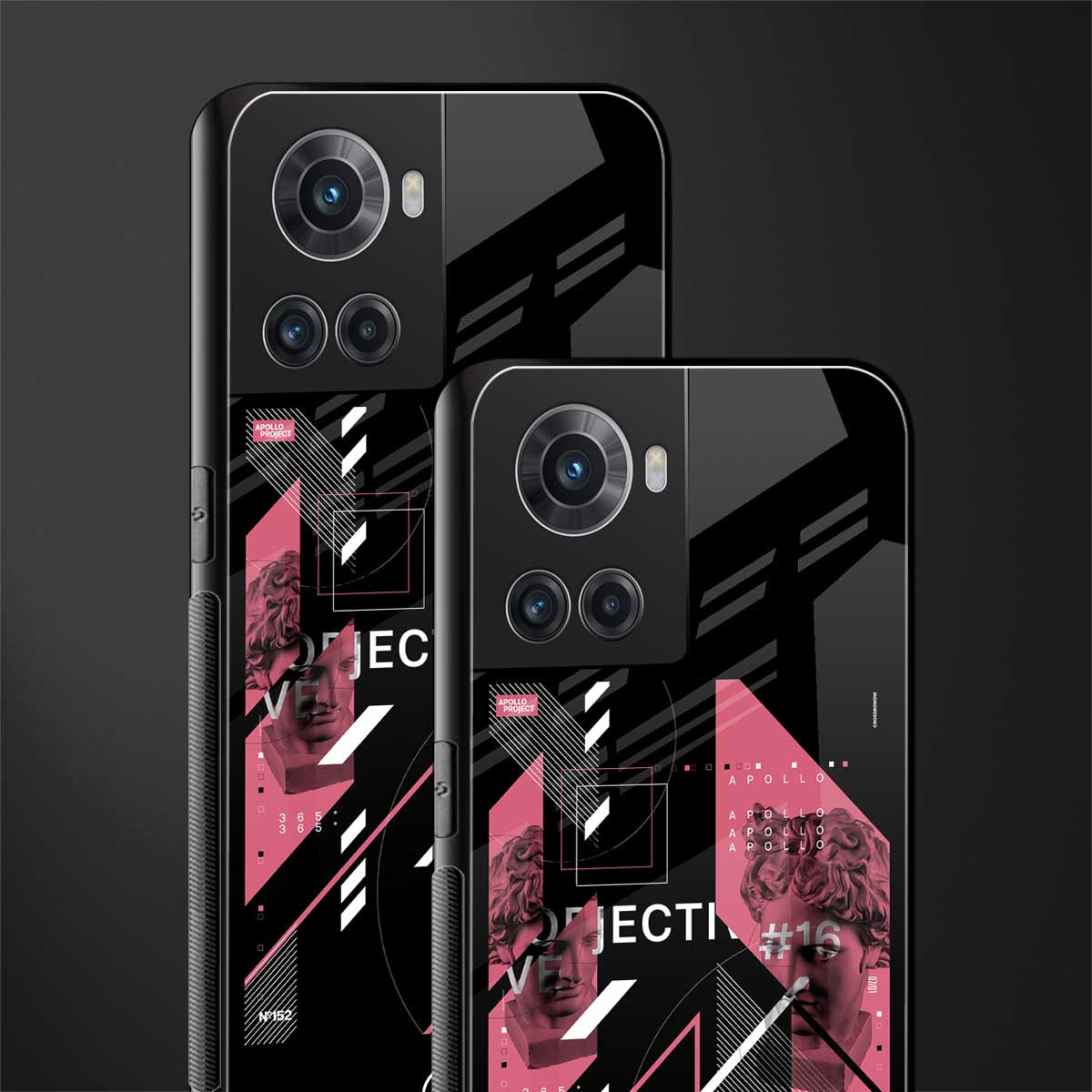 apollo project aesthetic pink and black back phone cover | glass case for oneplus 10r 5g